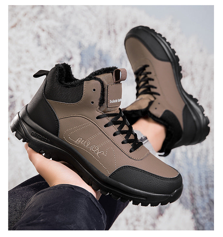 ⛄🔥👍【39-48】Nowoczesne męskie sportowe buty codzienne z skórą, grubą podszewką, antypoślizgową, wełnianym wypełnieniem i ogrzewaniem-4175411