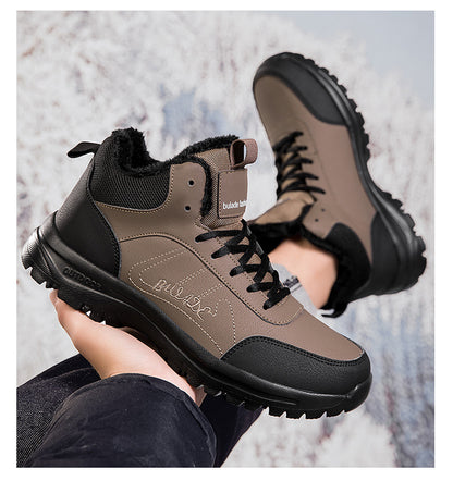 ⛄🔥👍【39-48】Nowoczesne męskie sportowe buty codzienne z skórą, grubą podszewką, antypoślizgową, wełnianym wypełnieniem i ogrzewaniem-4175411