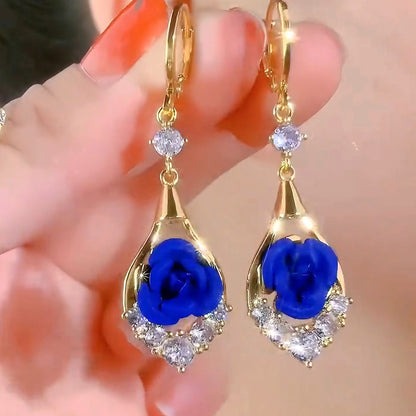 🌹✨【Kupte 1 a získejte 1 zdarma】Luxusní a elegantní diamantem osázené růžové náušnice