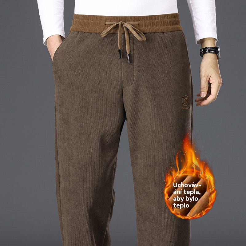 🔥🔥Nové kalhoty z čisté bavlny vysoké kvality s fleecovou podšívkou, silné, pro volný čas-4176834