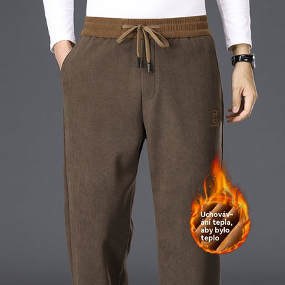 🔥🔥Nové kalhoty z čisté bavlny vysoké kvality s fleecovou podšívkou, silné, pro volný čas-4176834