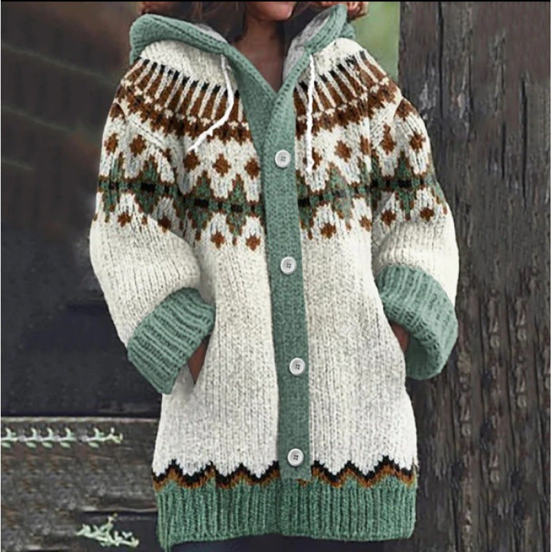 🔥【S~5XL】✨Φθινόπωρο/Χειμώνας 2025 Νέο κομψό πολύχρωμο ρετρό μπουφάν με κουκούλα