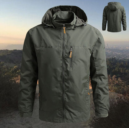 Αντιανεμικό και αδιάβροχο μπουφάν εξωτερικού χώρου με κουκούλα, χαλαρό, για μεγάλες καμπύλες