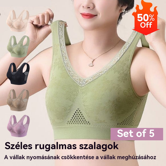 😍❤️40-120 kg【5 db-os csomag】✨ Merevítő nélküli csipke melltartó magas tartást biztosítva nőknek - 4208288