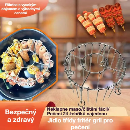 🍖🍗Gril z nerezové oceli 304 s 24 špízy do horkovzdušné fritézy