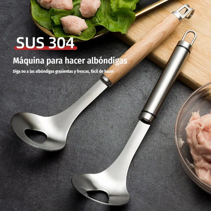 🍖 【2 piezas】Molde para albóndigas de acero inoxidable 304 – ideal para hacer albóndigas de carne y de pescado, perfecto para cocinar en casa 🥄