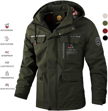 🔥🔥【M-6XL】Φθινοπωρινό και χειμωνιάτικο ανδρικό χοντρό, ζεστό, αντιανεμικό και αδιάβροχο μπουφάν