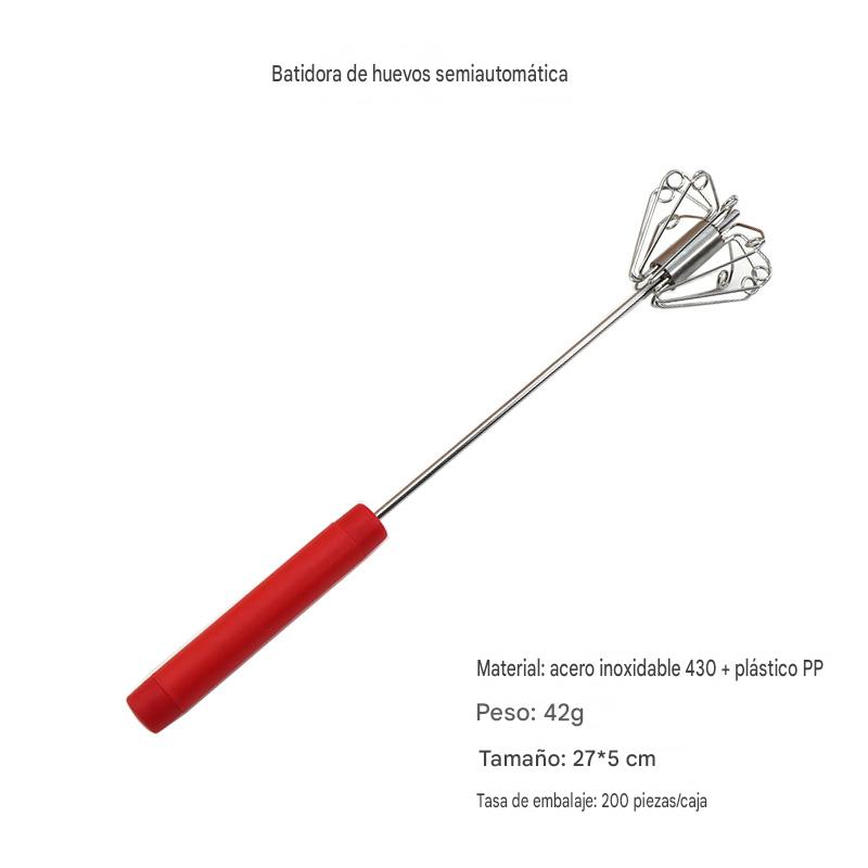 🥳Compra 1 y llévate 1 gratis🥳💞¡Más de 50.000 unidades vendidas!🥚💪 ¡50% de descuento! Batidor de huevos manual semiautomático: presiona y gira, sin electricidad. Bate huevos y nata en segundos. ¡Cuida tus muñecas! ✨🧁