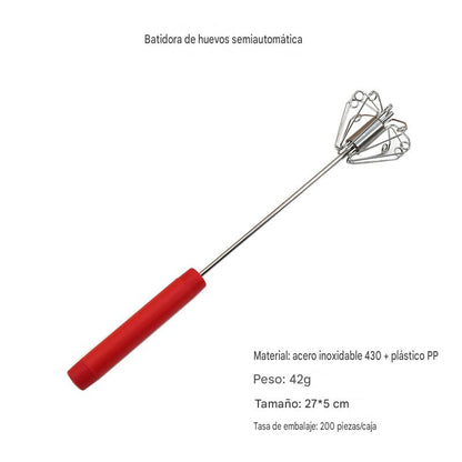 🥳Compra 1 y llévate 1 gratis🥳💞¡Más de 50.000 unidades vendidas!🥚💪 ¡50% de descuento! Batidor de huevos manual semiautomático: presiona y gira, sin electricidad. Bate huevos y nata en segundos. ¡Cuida tus muñecas! ✨🧁
