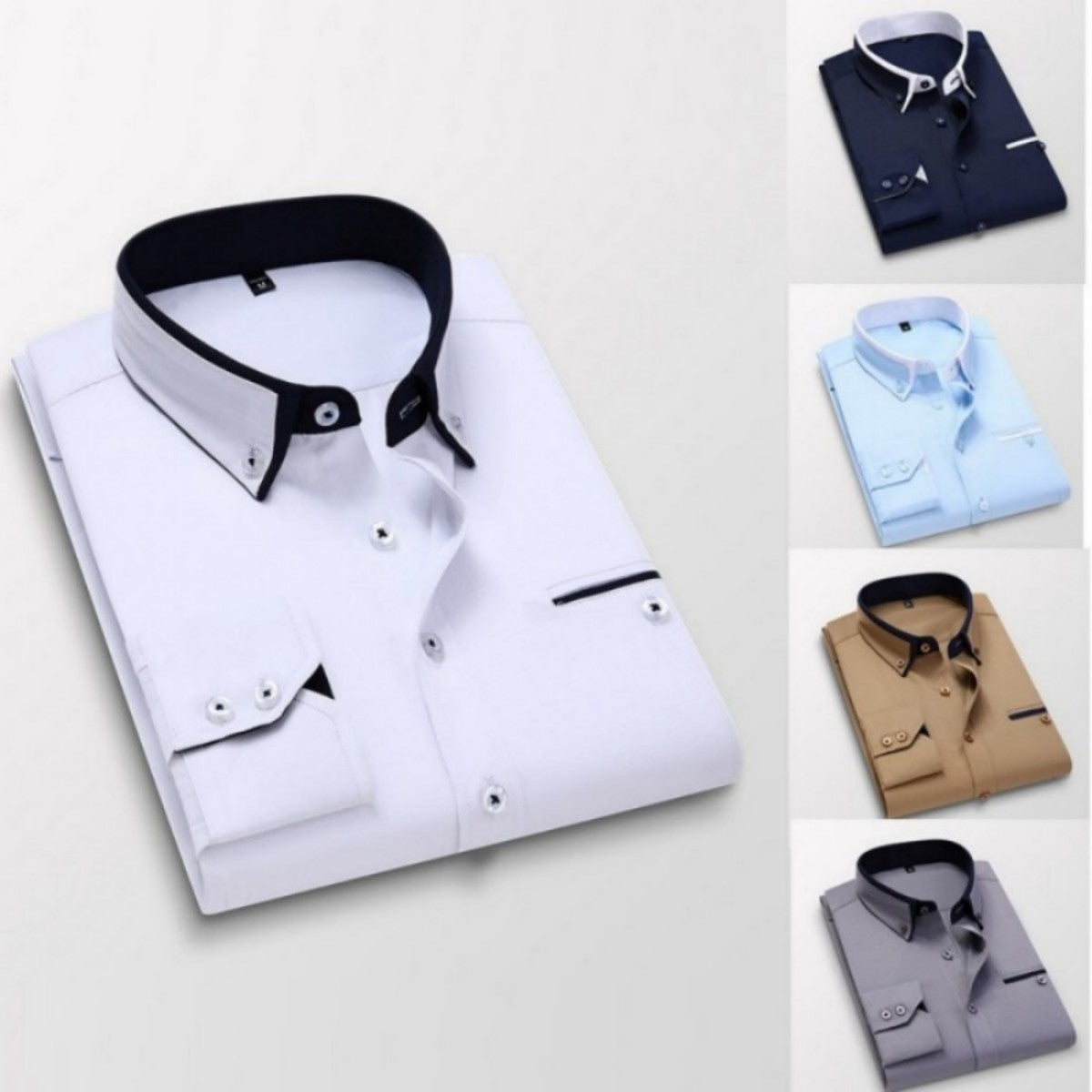 👔【M-5XL】Camisa de negocios de manga larga para hombre de alta calidad, cómoda y elástica_4312738