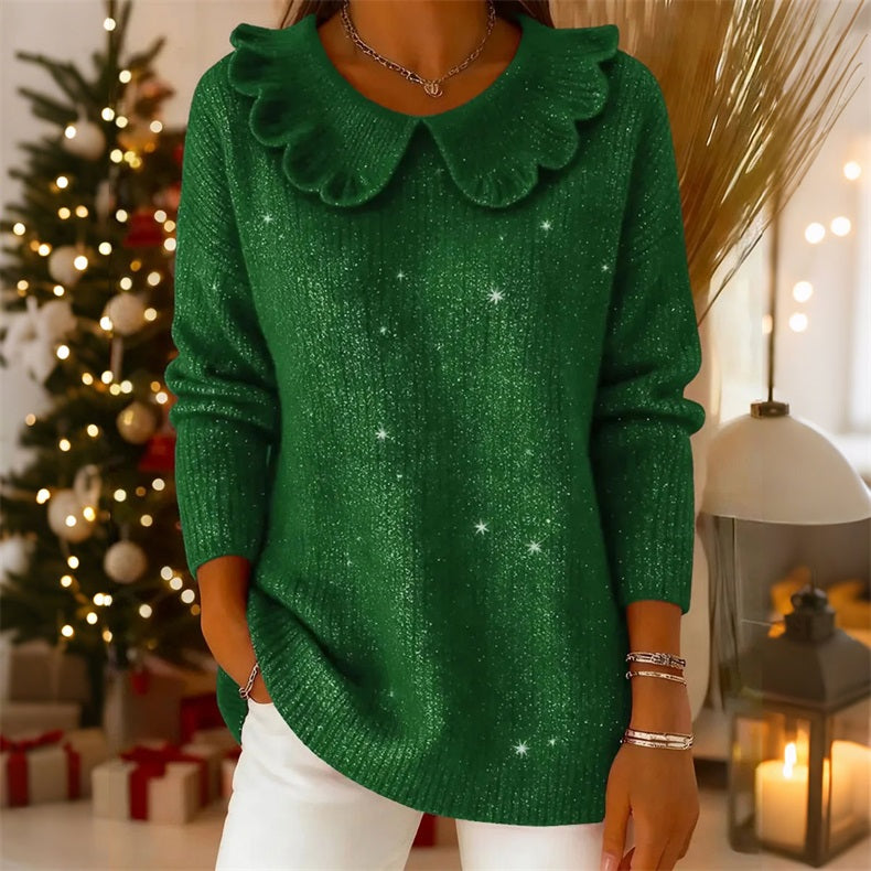 🧶 ✨ Sweter Damski Luźny z Kołnierzem - 4189641
