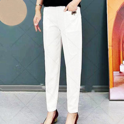 🔥【M-6XL】Pantalones casuales versátiles microelásticos de talla grande para mujer