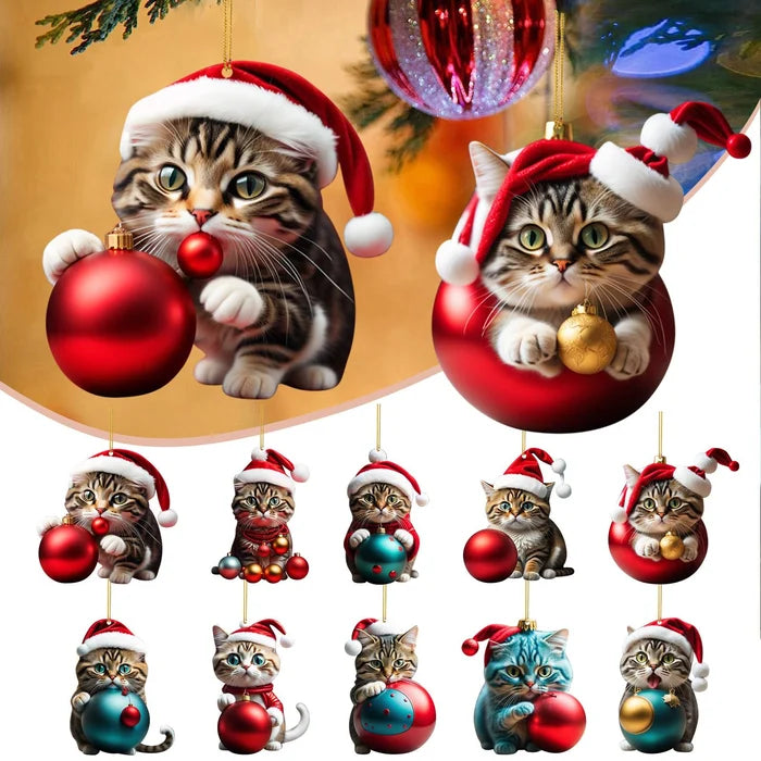 🎄10 kusů 😻Ozdoby na vánoční stromeček Kitty. závěsné doplňky pro kočky