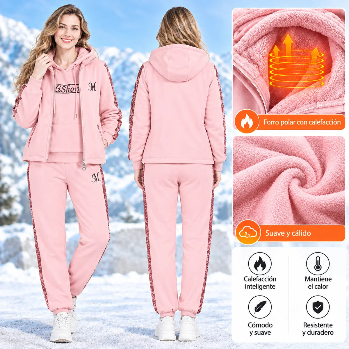 🔥【pantalón + suéter + chaqueta】Nuevo conjunto deportivo y casual de otoño/invierno 2026, acolchado y grueso.