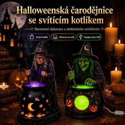 🧙‍♀️🎃Halloweenská socha čarodějnice v kotli
