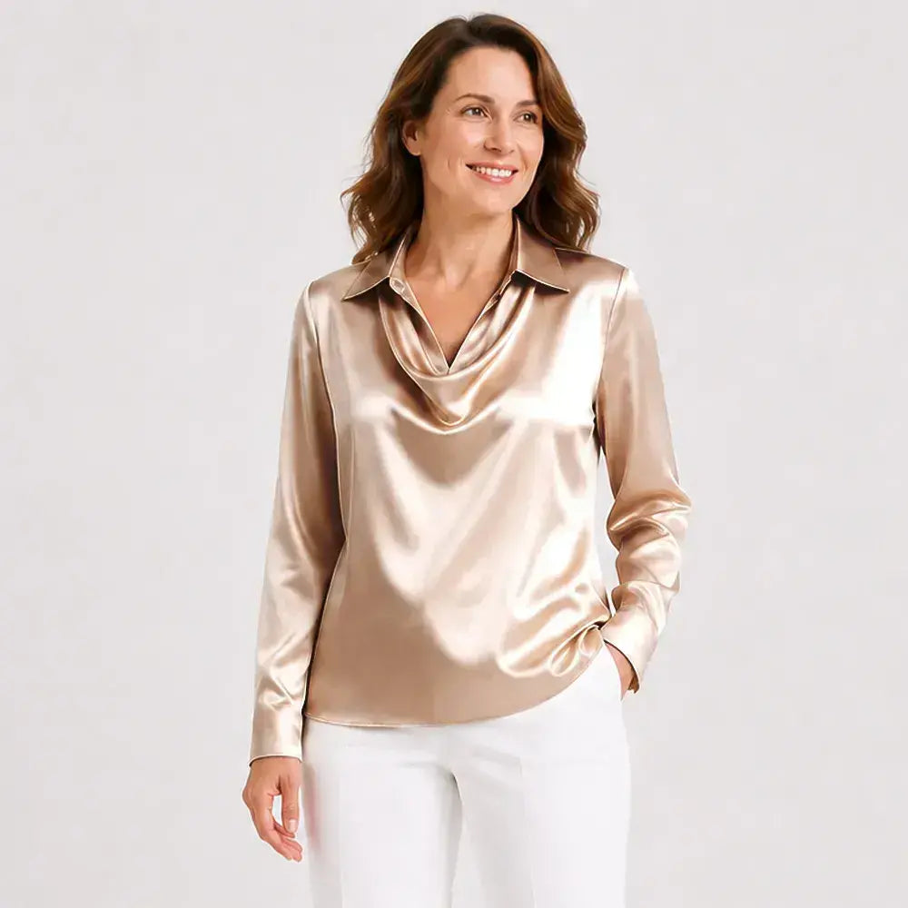 【S-3XL】【40-100 kg】Nueva camisa de satén suave y lisa para mujer, a la moda, con un exclusivo diseño floral y una elegante caída que estiliza la figura.