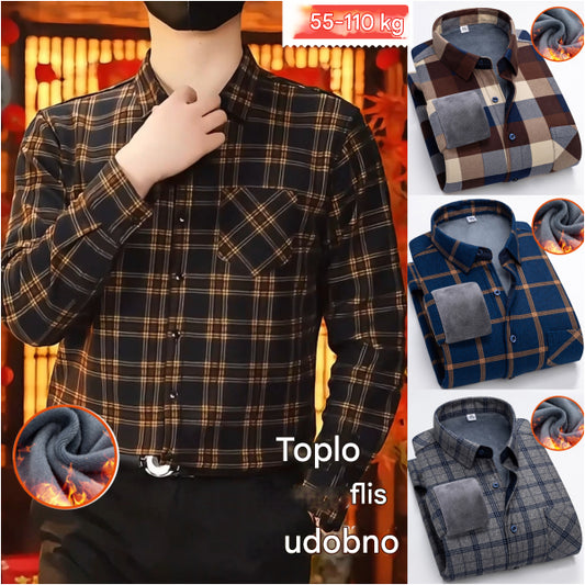 🔥✨👔【L-5XL】Teplá košile s dlouhým rukávem na podzim a zimu-4110021