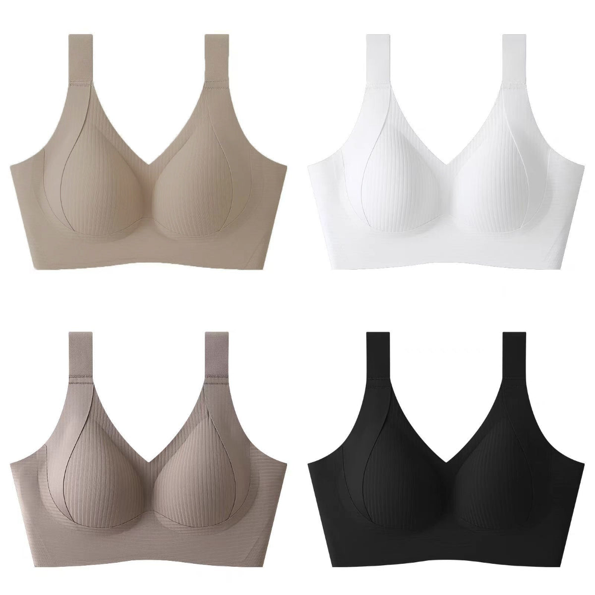 😍【Zestaw 4 szt.】Bezszwowy biustonosz bez fiszbin dla kobiet ❤️【40–95 kg】- 4199856
