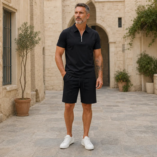 ✨【Pago contra entrega】Conjunto deportivo de verano de 2 piezas para hombre: cómoda camiseta de manga corta y pantalones cortos para el día a día y para estar en casa.