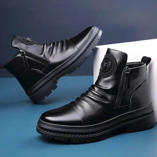 😍👟Časově omezená nabídka🔥[39–44] Nové britské pánské kožené boty s tlustou podrážkou a vysokým svrškem