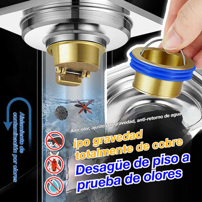 🔥¡Compra 1 y llévate 1 GRATIS!🔥 Desagüe universal de latón para suelo con núcleo desodorizante antiolor 🚿✨