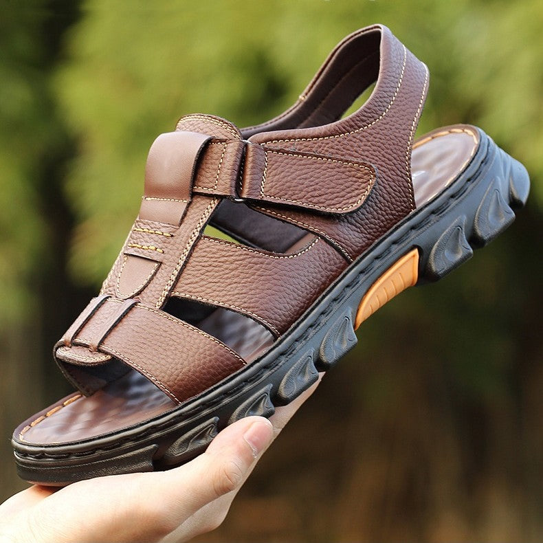 💥【38~44】Sandalias casuales de cuero genuino para hombre, liquidación, ¡excelentes precios!
