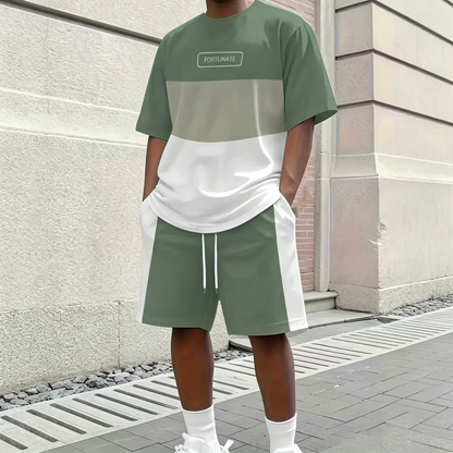 ✨【Pago contra entrega】Conjunto deportivo de verano de 2 piezas para hombre: cómoda camiseta de manga corta y pantalones cortos para el día a día y para estar en casa.