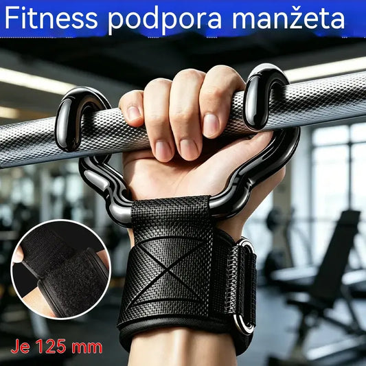 🔥Sada 2 fitness háčků pro kulturistiku a vzpírání, prodloužená opěrka 125 mm, protiskluzové zápěstní popruhy, nosnost 250 kg pro kliky a mrtvý tah.