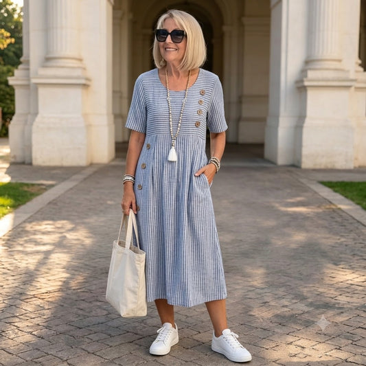 【S-2XL】Julia – Vestido midi a rayas ligero y vaporoso