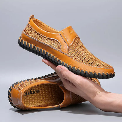 【38-48】👞2025 Nové jarní a letní pánské síťované boty velké velikosti - pravá hovězí kůže, proti pocení a zápachu, prodyšné a pohodlné