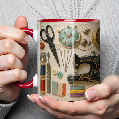 🧵☕Hrnek s motivem šití – perfektní dárek pro kreativní duše, které rády šijí