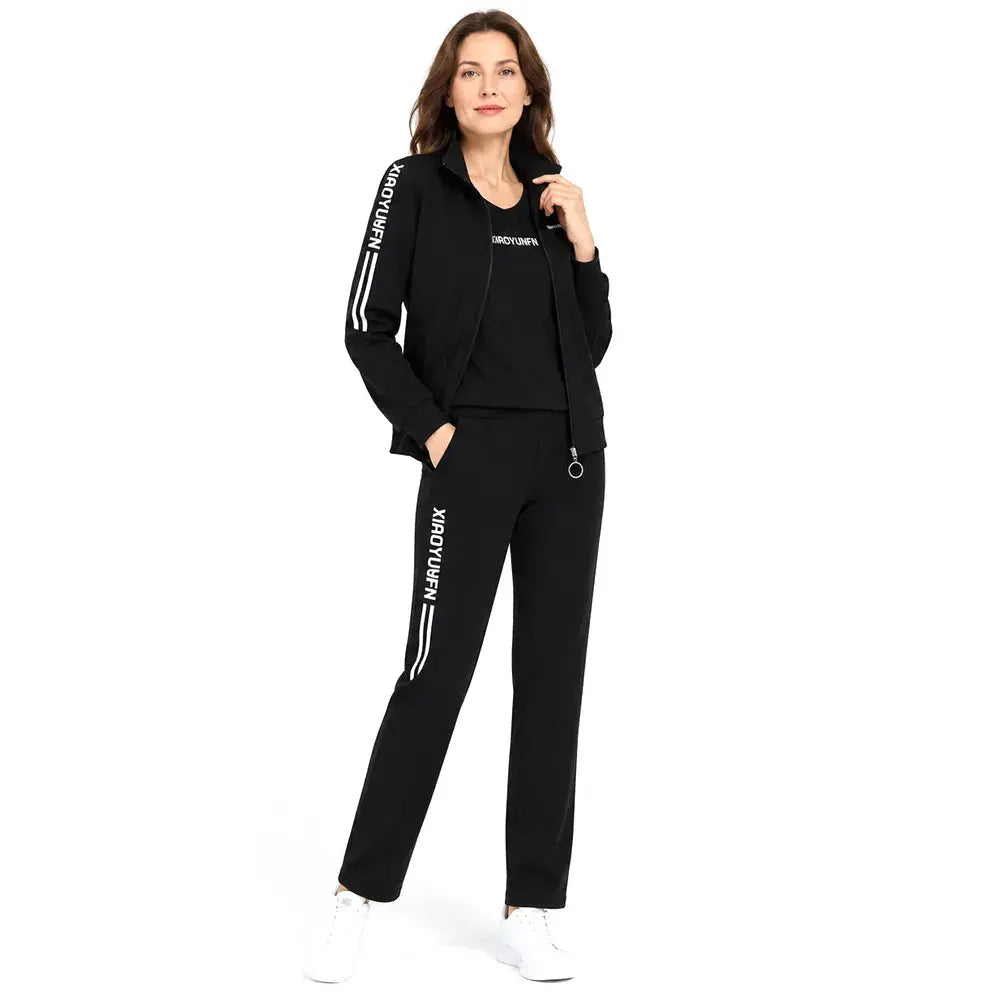 🌸 Elegance a maximální pohodlí! Elegantní třídílná dámská volnočasová souprava (bunda na zip + tričko + kalhoty / Velikosti: M–6XL)! ✨