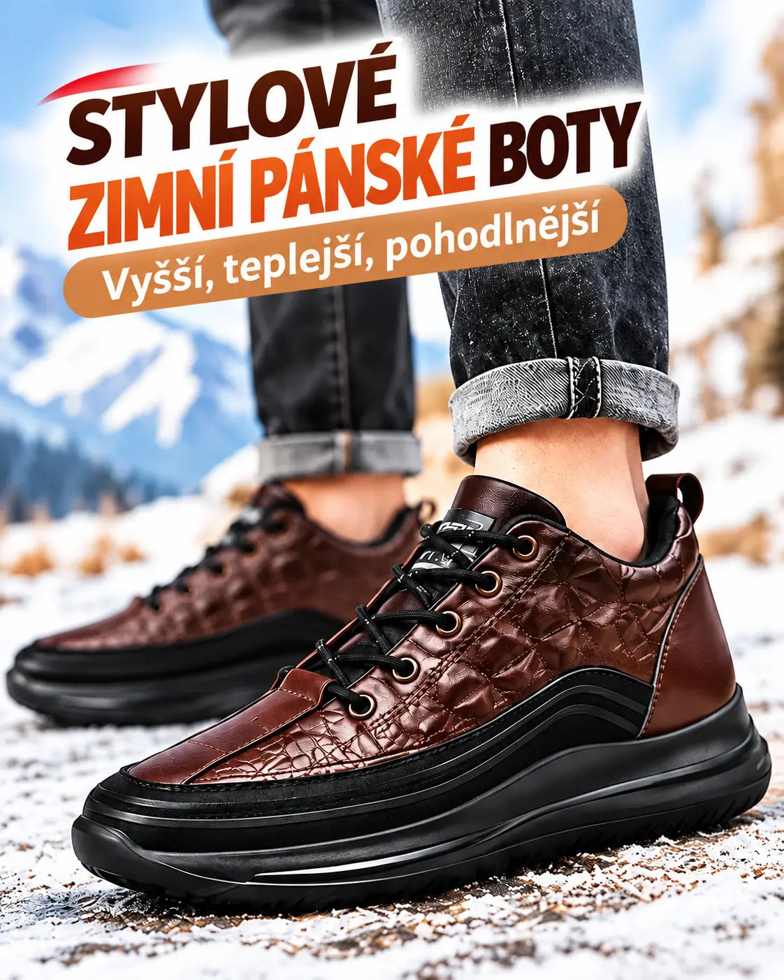 👞【38–48】🐊Luxusní italské sportovní boty s krokodýlím vzorem