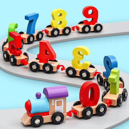 【50%OFF】👶Tren de juguete de madera digital hecho con bloques