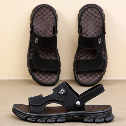 🐂【38-47】Nuevas sandalias de playa de cuero con suela gruesa para hombre
