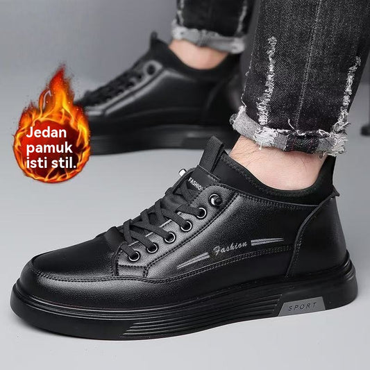 😎👍【39-44】Nowe męskie wodoodporne buty casualowe ze skóry i aksamitu, bawełniane, na jesień i zimę 2025.