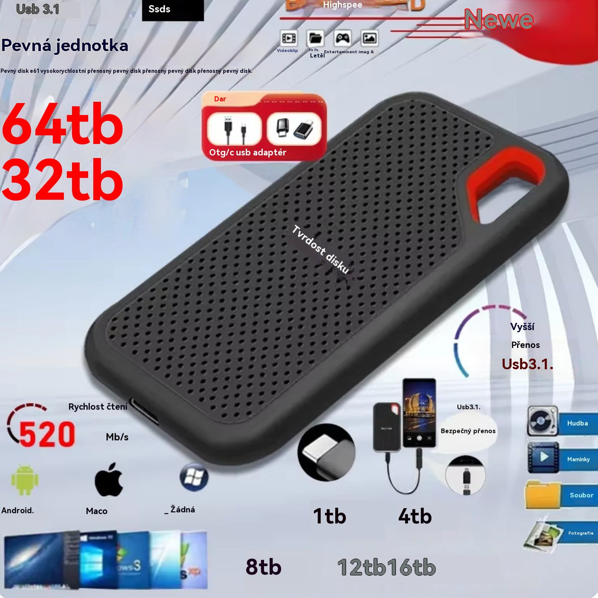 【Poslední den 🔥50% sleva】💥【8TB-128TB】 Vysokorychlostní a velkokapacitní mobilní pevný disk-4066428