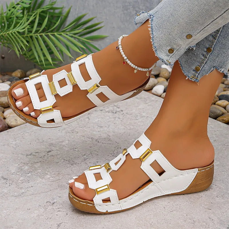 👡【Cómodas, camina sin cansarte】Sandalias retro de plataforma con tacón de cuña (ortopédicas)