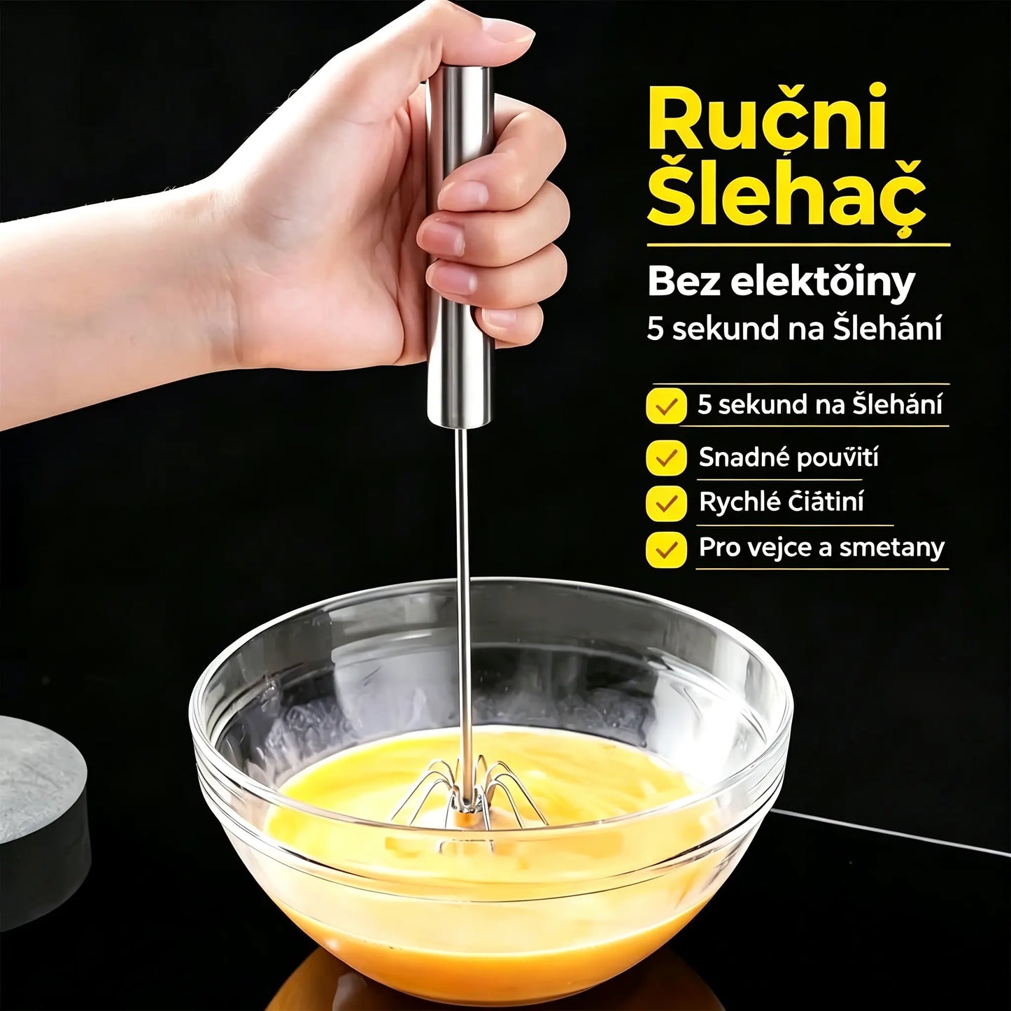 540 Kč【2dílná sada】Poloautomatický šlehač vajec z nerezové oceli