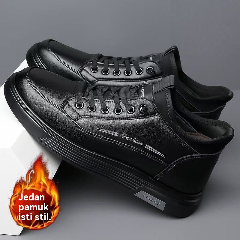 😎👍【39-44】Nowe męskie wodoodporne buty casualowe ze skóry i aksamitu, bawełniane, na jesień i zimę 2025.