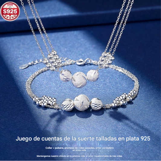 🔥Venta caliente🔥 ✨【Collar + Pulsera】Conjunto de Joyería de Plata 925 con Grabado Elegante 💎-4329713