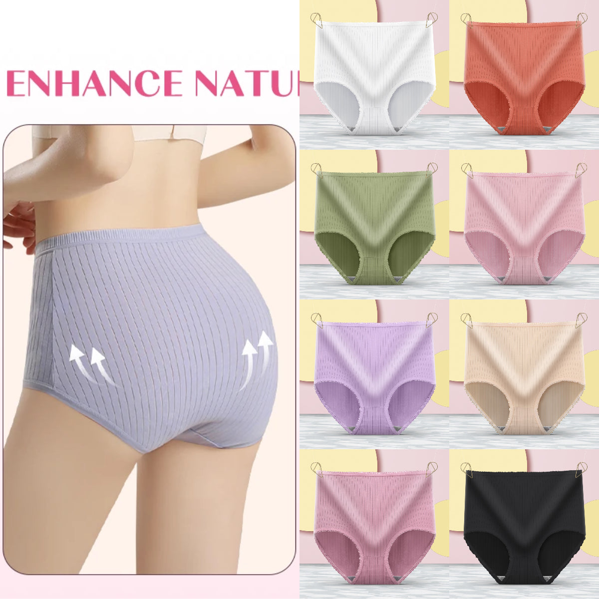 🔥【1 zestaw 8 sztuk】🔥Bawełniana bielizna damska z wysokim stanem