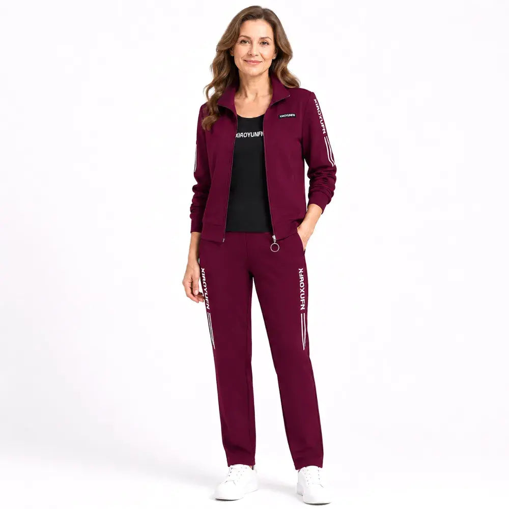 🌸 Elegance a maximální pohodlí! Elegantní třídílná dámská volnočasová souprava (bunda na zip + tričko + kalhoty / Velikosti: M–6XL)! ✨