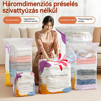 🧳【5 darabos készlet】💨 Nagy, összenyomható vákuumos tárolózsák: nincs szükség pumpára, szivárgásmentes, és ideális helytakarékosságra bőröndökben és otthon ✈️4303314