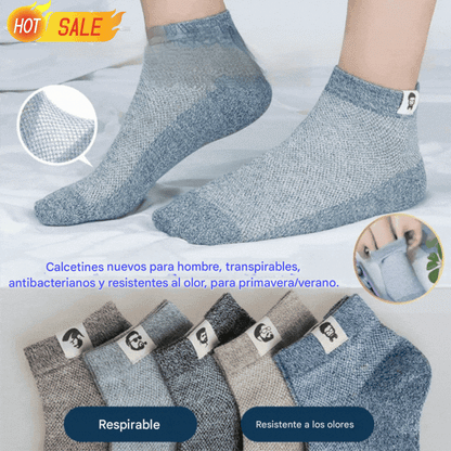 🔥Compra 5 y llévate 5 gratis⚡【Paquete de 10 pares】🧦Calcetines transpirables, antibacterianos y resistentes al olor para hombre, nuevos en 2026, primavera/verano