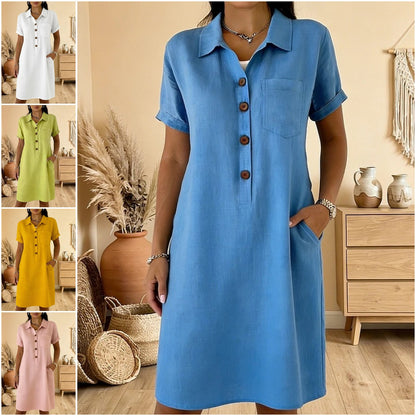 ⏳ Oferta ograniczona czasowo! ⏰🍋【S-3XL】Damska bawełniana sukienka z kieszeniami