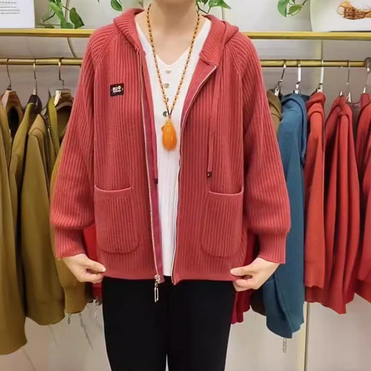 2025 Nový zip s monogramem a kapucí s vertikálním pruhem