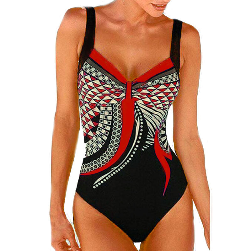 🩱Último día - 50% de descuento【S-3XL（45-85KG）】Nuevo traje de baño de una pieza con estampado retro 2026