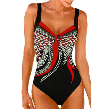 🩱Último día - 50% de descuento【S-3XL（45-85KG）】Nuevo traje de baño de una pieza con estampado retro 2026