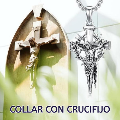 🔥【¡50% de descuento!】Collar con colgante de cruz y halo de espinas